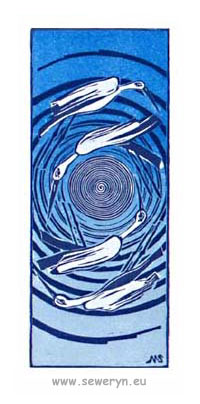 "Niebieskie Ptaki IV", linoryt, 2001
