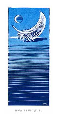 "Niebieskie Ptaki V", linoryt, 2001