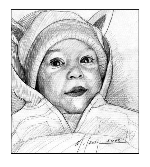 Portret Małego Artiego, rysunek ołówkiem, A4, 2013